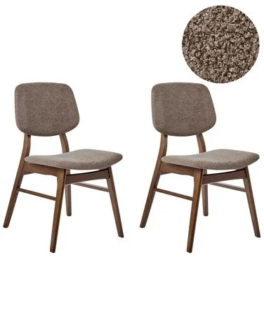 Sett med 2 spisestoler ELAINE Bouclé Mørkebrun/taupe v:8371453 Sett med 2 spisestoler ELAINE Bouclé Mørkebrun/taupe v:8371453