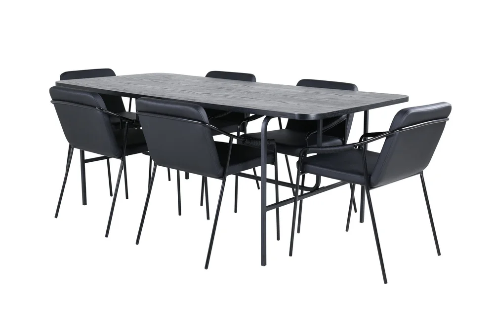 Unos Spisegruppe 200 cm Rektangulær med 6 Tvist Stoler v:9673431