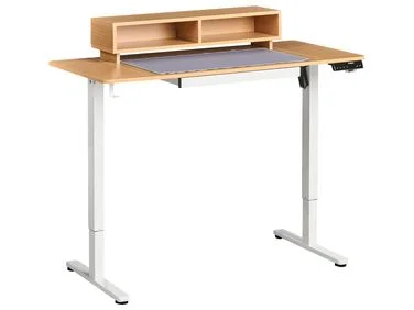 Elektrisk justerbart skrivebord LUCAMA 120 cm 60 cm med USB-inngang Lysebrun/hvit v:3924437