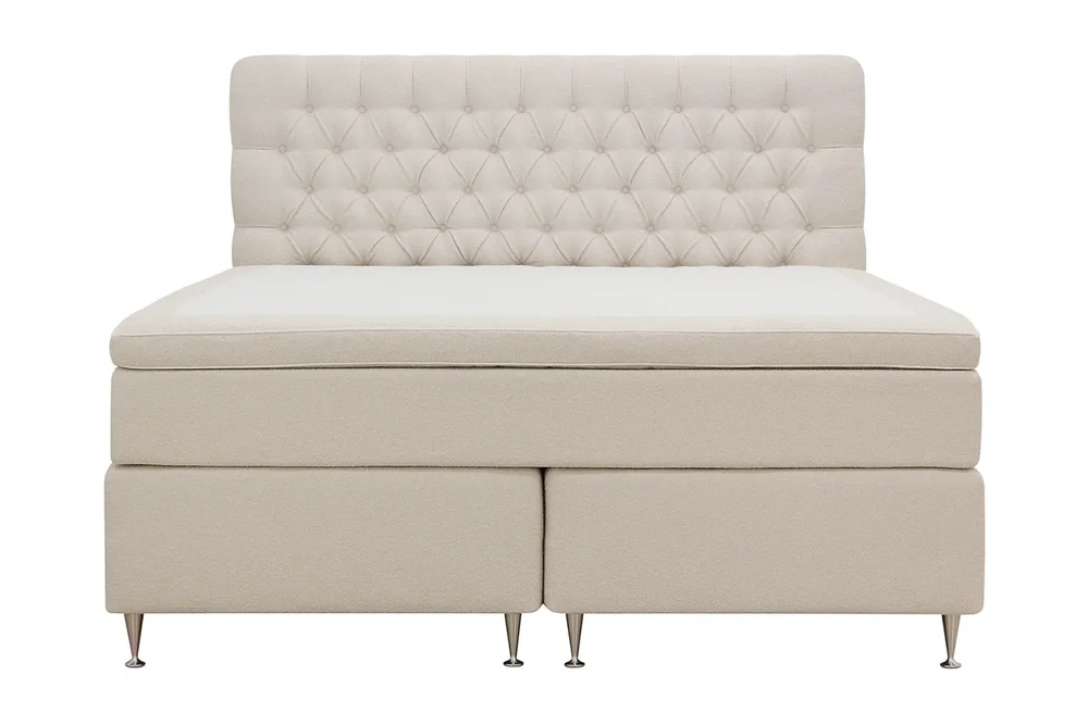 HVILA Lyx komplett sengesett 180x200 cm kontinentalseng med knappepolstret sengegavl i bouclé v:8443731