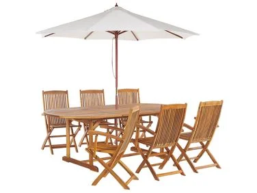 Spisegruppe til uteplassen 6-seters MAUI med parasoll (12 varianter) Akasietre Lysebrun v:7024137 Spisegruppe til uteplassen 6-seters MAUI med parasoll (12 varianter) Akasietre Lysebrun v:7024137
