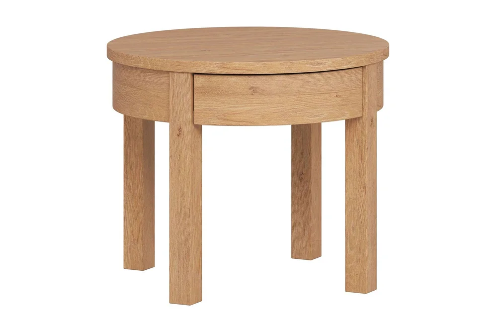 Simple Sofabord 54 cm Rundt med Oppbevaringshylle Natur v:9573971
