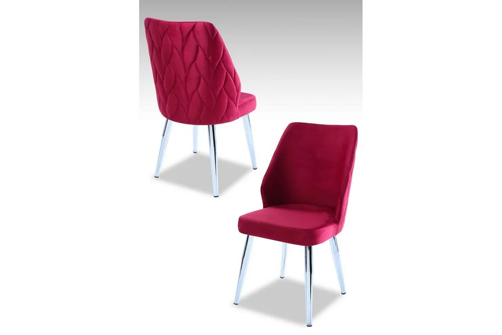 Spisestol Stifen Flis Rød / Krom v:9509511