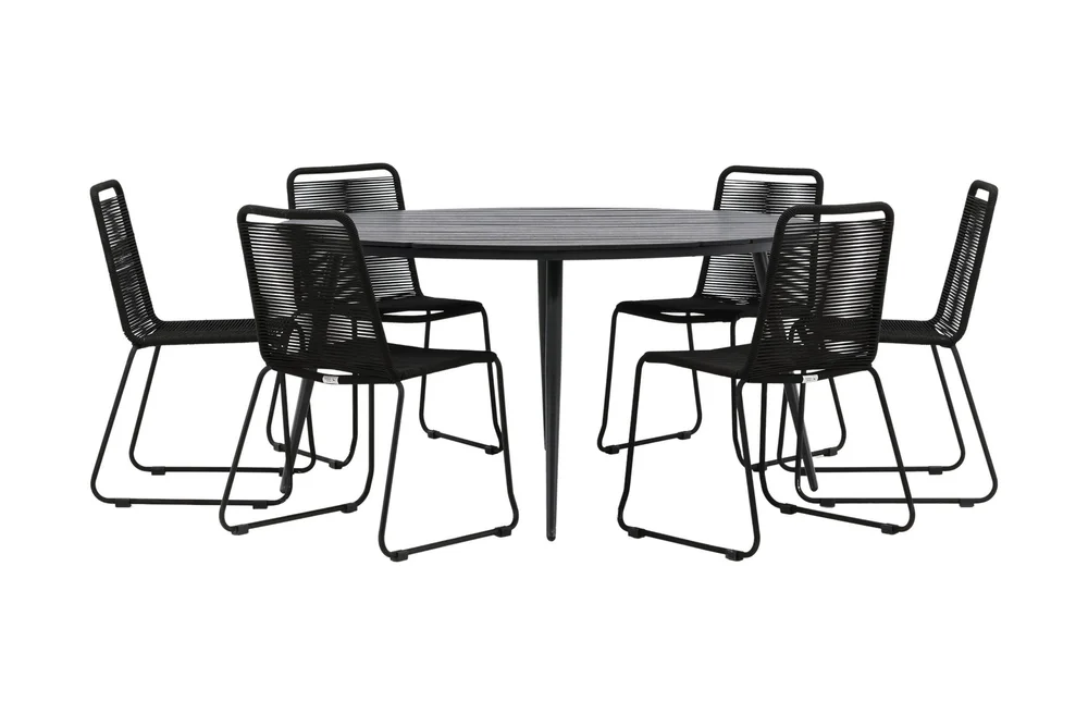Break Spisegruppe Rund 150cm+6 Lindos Stablebare Stoler v:8579733 Break Spisegruppe Rund 150cm+6 Lindos Stablebare Stoler v:8579733