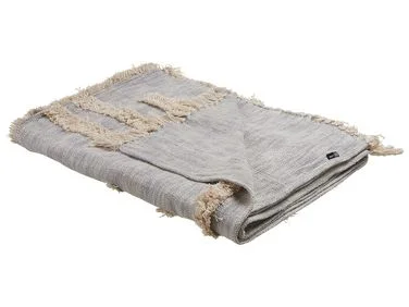 Pledd HOSPET Bomull 130 x 180 cm Grå v:5812996