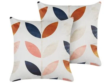 Sett med 2 pynteputer QUINOA 45 x 45 cm Fløyel Flerfarget Plantemønster v:8287728