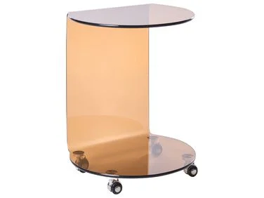 Sidebord MINTO med hjul Herdet glass Brun v:677656 Sidebord MINTO med hjul Herdet glass Brun v:677656