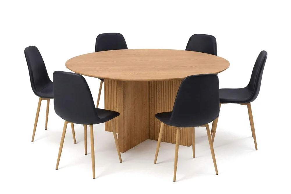 Edda spisegruppe rundt 150 cm eik med 6 Nibe spisestoler v:8863934